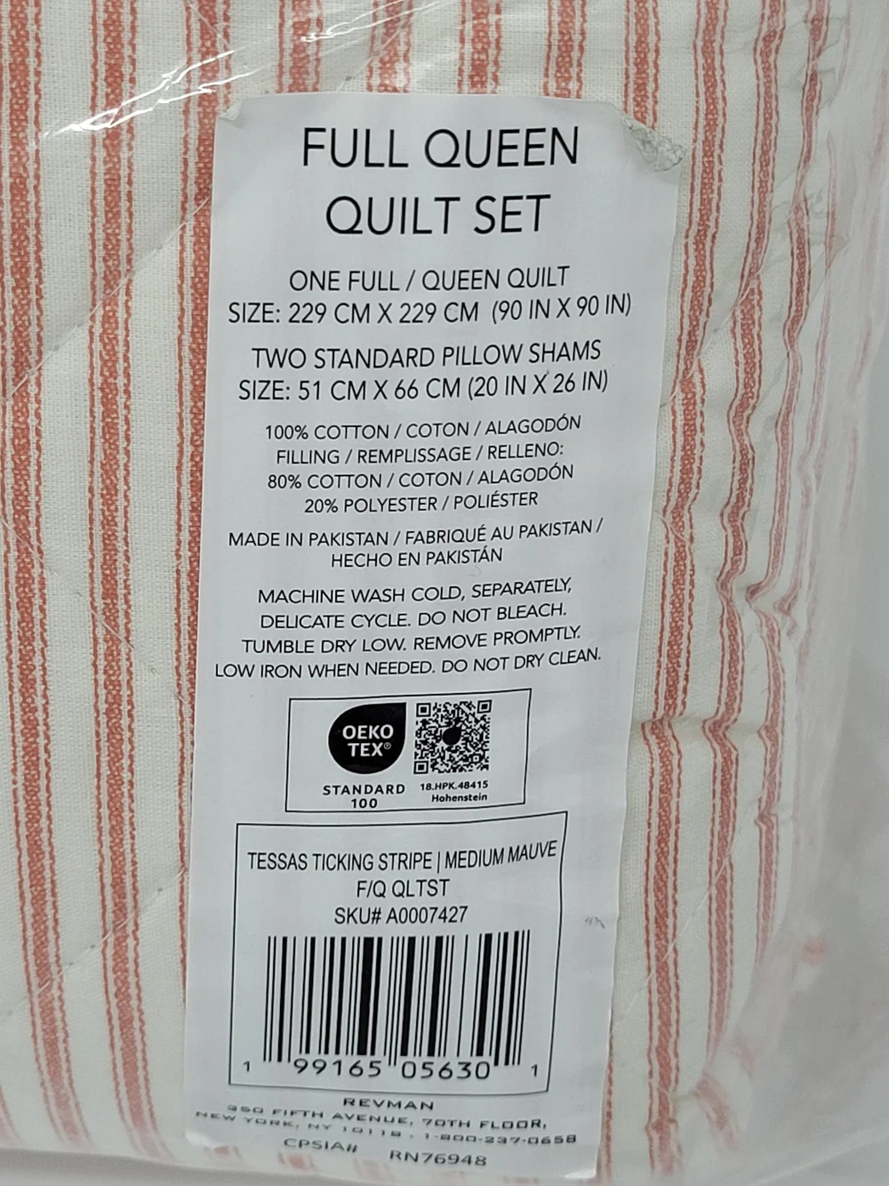 Laura Ashley Quilt Shams Set Tessas Ticking Stripe Medium Mauve Full/Queen NEW
